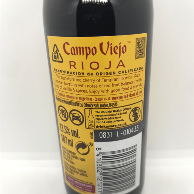 Campo Viejo Tempranillo Rioja 187Ml