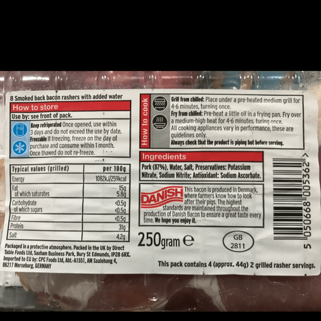 Bacon, Smoked back bacon