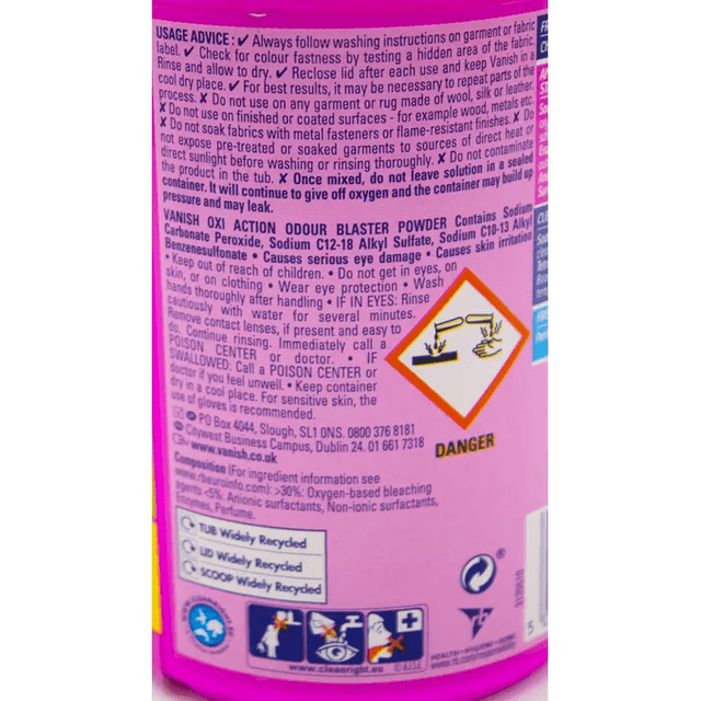 Vanish Oxi Action Odour Blaster Fabric Stain Remover Powder 750g