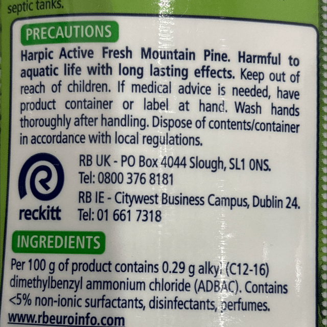 Toilet cleaner, Harpic Active Fresh Pine 750ml