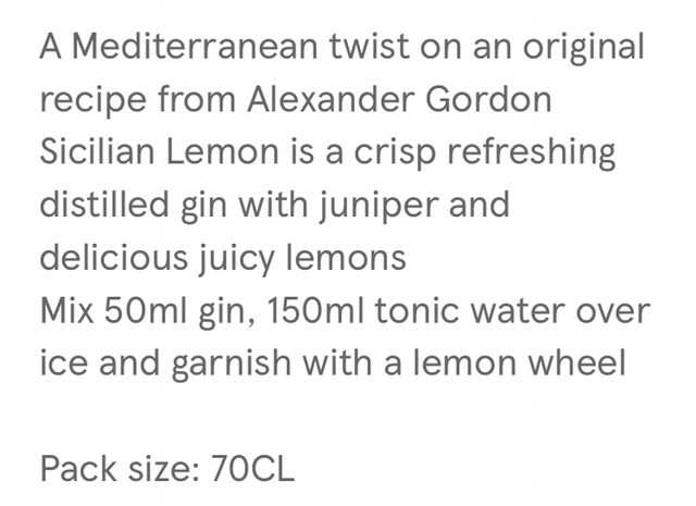 Gordons Sicilian Lemon 70cl