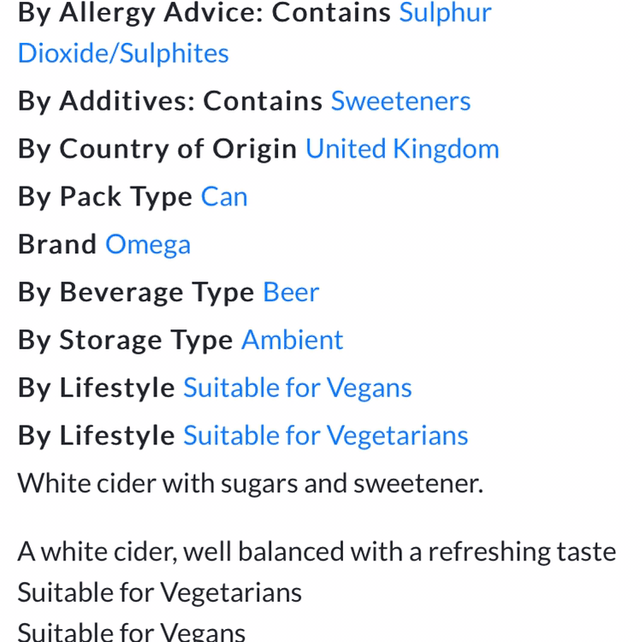 Omega White Cider 500ml
