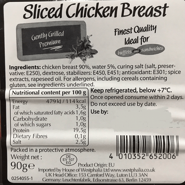 Grilled chicken slices