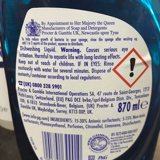 Fairy Anti-Bacterial Washing Up Liquid with Eucalyptus 870ml