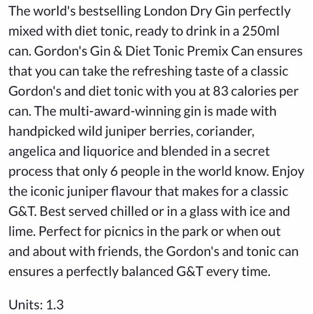Gordon's Gin & Diet Tonic 250ml