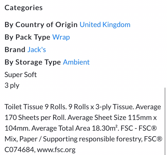 Toilet tissue, Jack's Luxury Soft 9 Toilet Tissue Rolls
