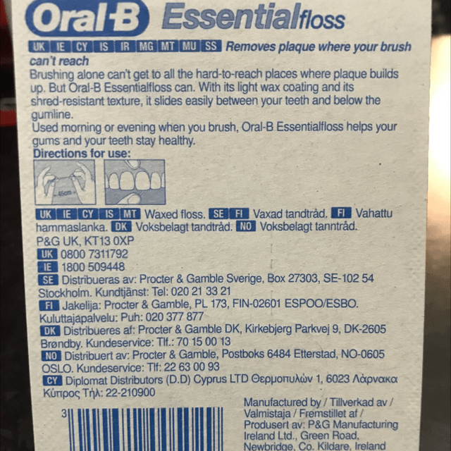 Oral-B Essential Floss Mint Waxed 50M