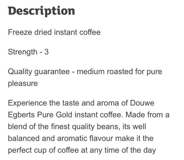 Douwe Egberts Pure Gold Instant Coffee 95g