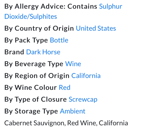 Dark Horse Cabernet Sauvignon Red Wine 750ml