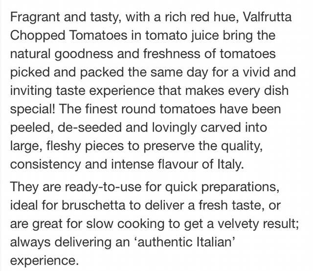 Valfrutta Chopped Tomatoes 400g