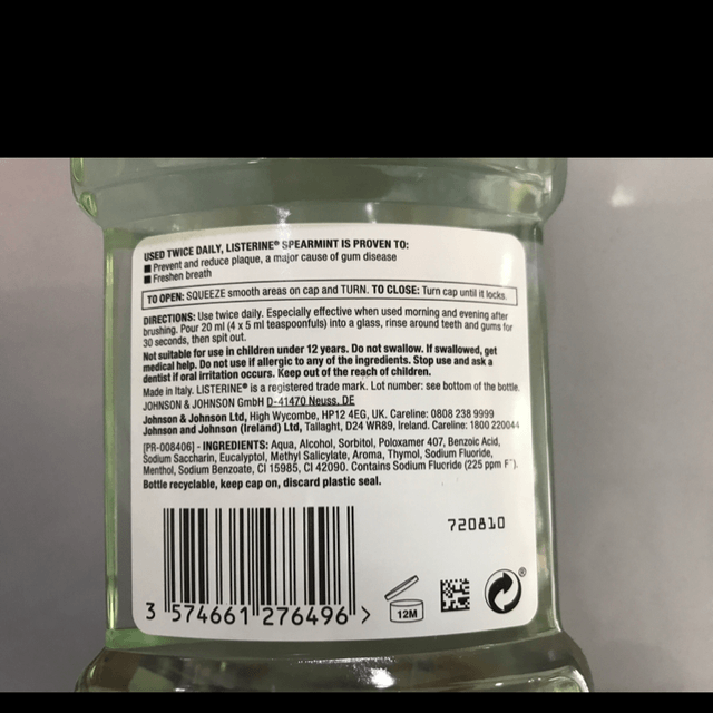 Listerine Spearmint Mouthwash 250Ml