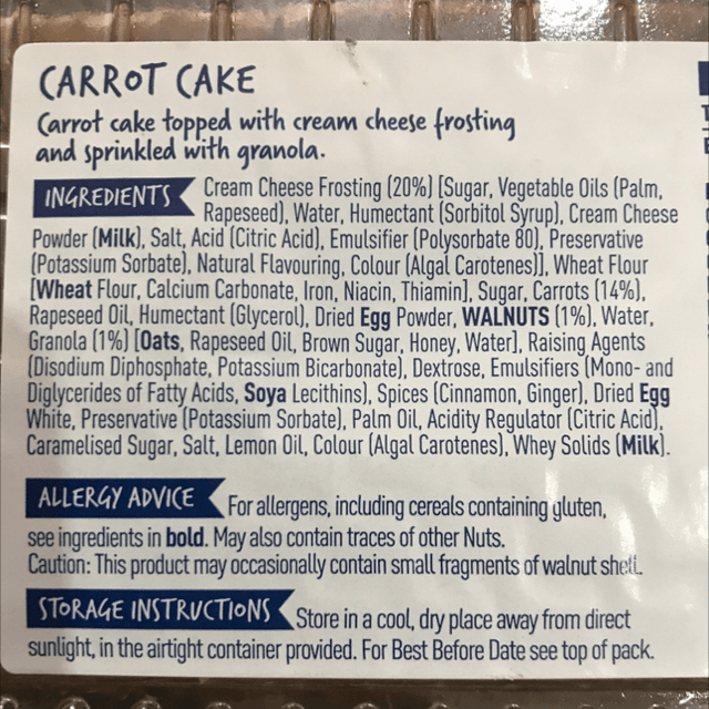 Cake, Classic carrot cake 400g