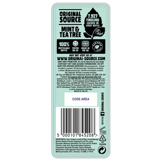 Shower gel, Original Source Shower Gel Mint & Tea tree 250ml