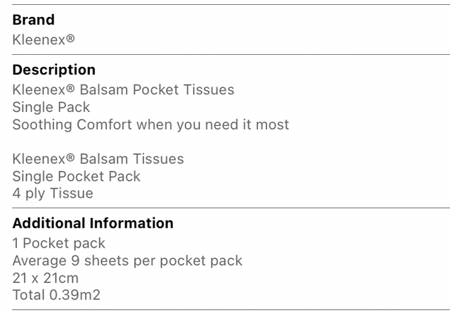 Tissues, Kleenex® Balsam Pocket Tissues Single Pack