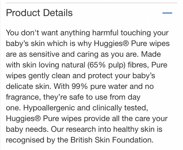 Huggies Pure Baby Wipes 72 Wipes