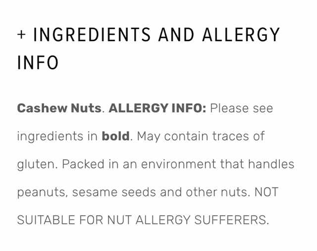 Nuts, Raw CASHEW NUTS 55g