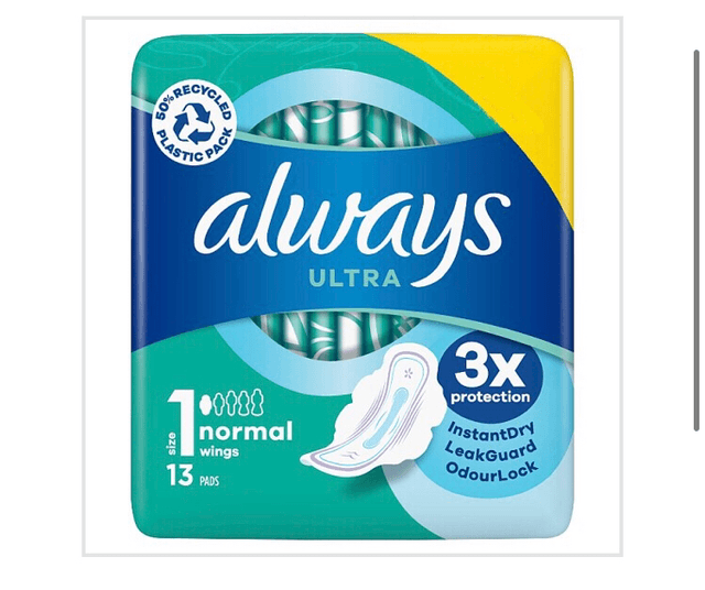 Always Ultra Sanitary Towels Normal (Size 1) Wings 13 Pads