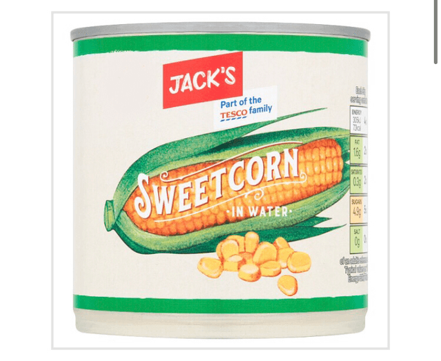 Sweetcorn, Jack&#039;s Sweetcorn in Water 340g