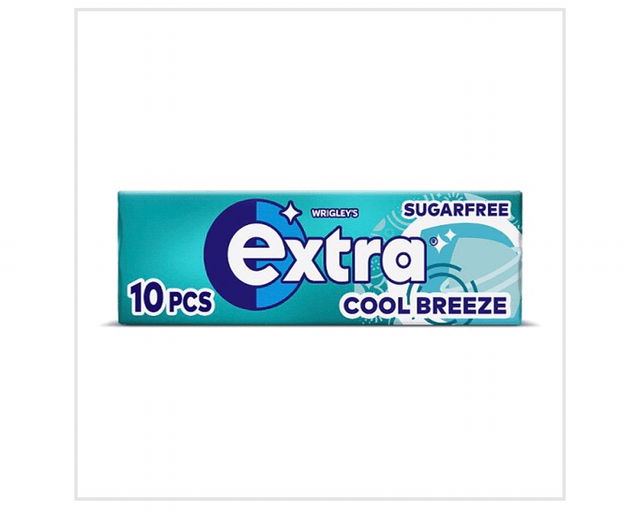 Gum, Extra Cool Breeze Sugarfree Chewing Gum 10 Pieces