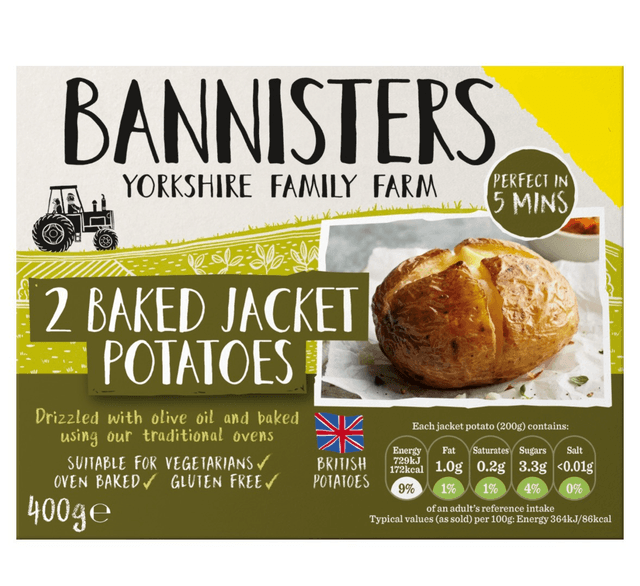 Jacket potatoes, Bannisters Farm 2 Baked Jacket Potatoes 400g