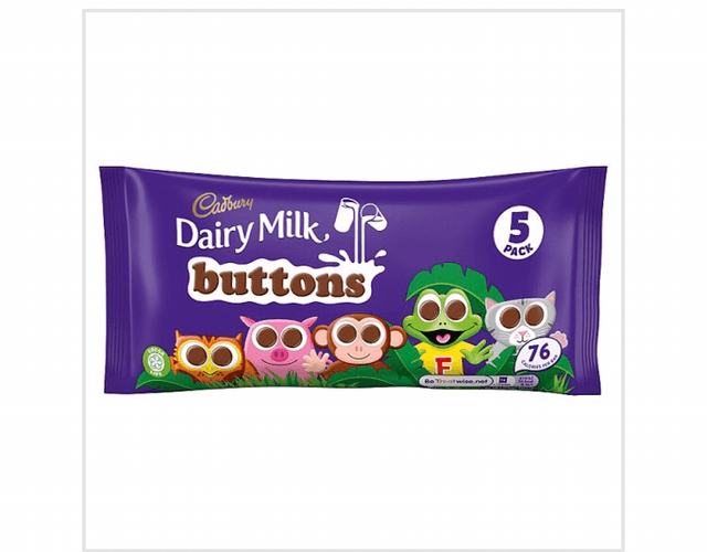 Buttons, Cadbury Dairy Milk Buttons 5 Treatsize Chocolate Bags 70g