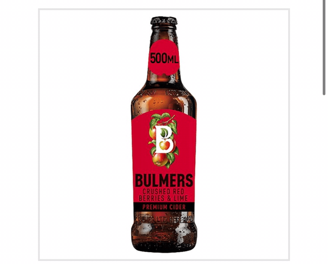 Bulmers Crushed Red Berries &amp; Lime Cider 500ml Bottle