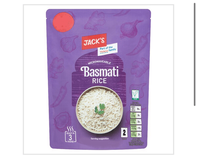 Rice, Jack&#039;s Microwaveable Basmati Rice 250g 
