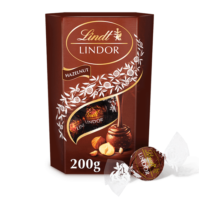 Lindt LINDOR Milk Hazelnut Chocolate Truffles Box 200g