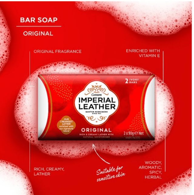 Soap, Imperial Leather Original Bar Soap 2 x 90g