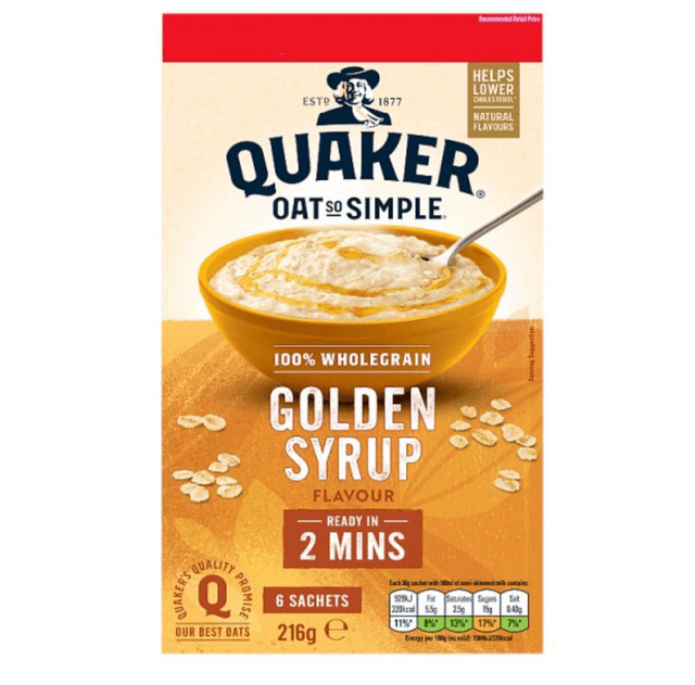 Quaker Oat So Simple Golden Syrup Porridge Sachets 6 x 36g