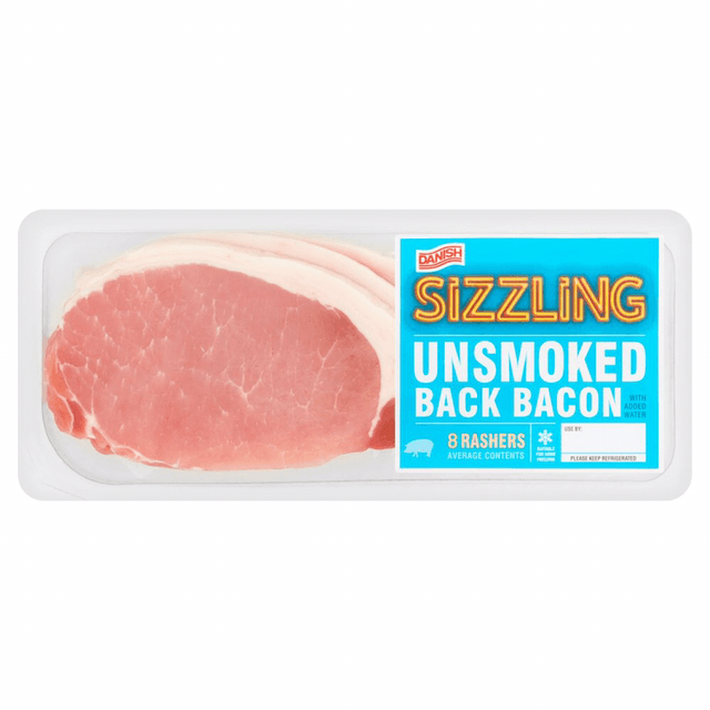 Bacon, Unsmoked Back Bacon 8 Rashers 250g