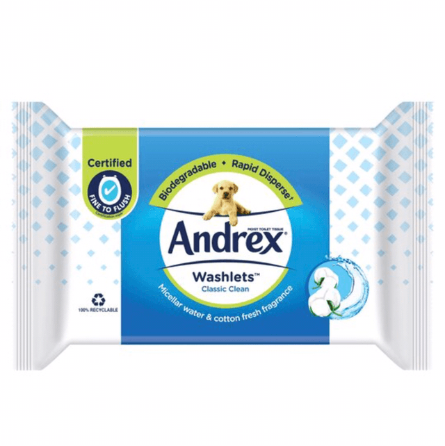 Toilet wipes, Andrex Classic Clean Flushable Washlet 56 Wipes